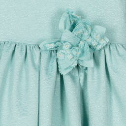 Mayoral-Girls Green Shimmer Flower Dress | Childrensalon Outlet