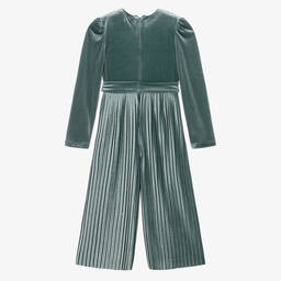 Mayoral-Girls Green Velour Jumpsuit | Childrensalon Outlet