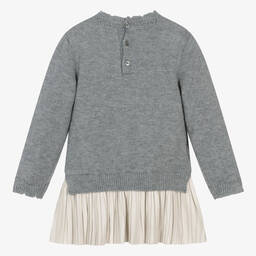 مايورال-فستان مزيج فسكوز بكسرات لون رمادي وبيج | Childrensalon Outlet