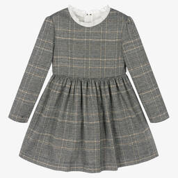 Mayoral-Серое платье в клетку для девочек | Childrensalon Outlet
