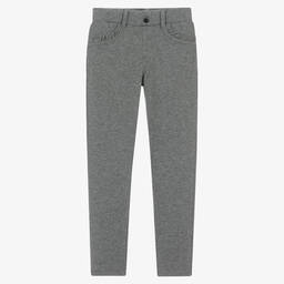 Mayoral-Girls Grey Cotton Super-Skinny Trousers | Childrensalon Outlet