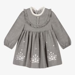 Mayoral-Girls Grey Embroidered Dress | Childrensalon Outlet