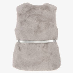 Mayoral-Girls Grey Faux Fur Gilet | Childrensalon Outlet