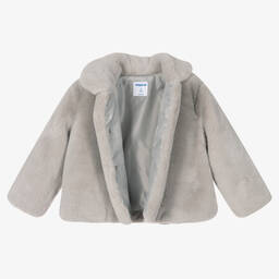 Mayoral-Серая куртка из искусственного меха для девочек | Childrensalon Outlet
