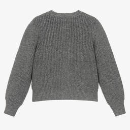 مايورال-كارديغان صوف وأكريليك محبوك لون رمادي للبنات | Childrensalon Outlet