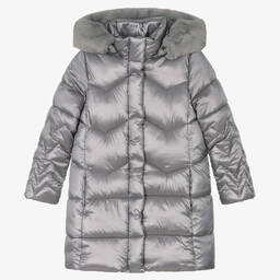 Mayoral-Girls Grey Long Puffer Coat | Childrensalon Outlet