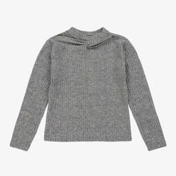 Mayoral-Girls Grey Marl Knitted Cut-Out Top | Childrensalon Outlet