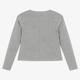 Mayoral-Girls Grey Studded Cotton T-Shirt | Childrensalon Outlet