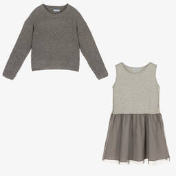 Mayoral-Серый свитер и платье для девочек | Childrensalon Outlet