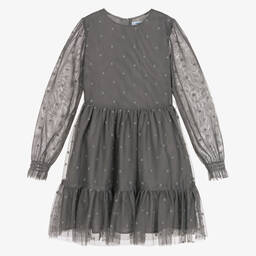 Mayoral-Girls Grey Tulle Dress | Childrensalon Outlet
