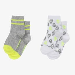 Mayoral-Girls Grey & White Cotton Socks (2 Pack) | Childrensalon Outlet