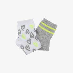 Mayoral-Girls Grey & White Cotton Socks (2 Pack) | Childrensalon Outlet