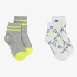 Mayoral-Girls Grey & White Cotton Socks (2 Pack) | Childrensalon Outlet