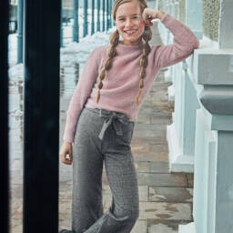 Mayoral-Girls Grey Wide-Leg Trousers | Childrensalon Outlet