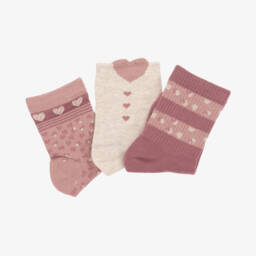 مايورال-جوارب قطن لون بيج وزهري (عدد 3) | Childrensalon Outlet