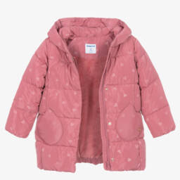 Mayoral-Girls Heart Patterned Pink Coat | Childrensalon Outlet