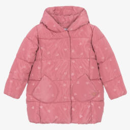Mayoral-Girls Heart Patterned Pink Coat | Childrensalon Outlet