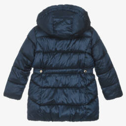 Mayoral-Girls Hooded Navy Puffer Jacket | Childrensalon Outlet