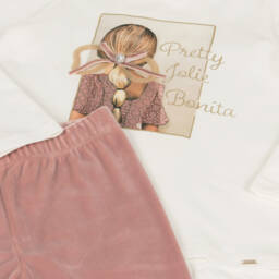 Mayoral-Girls Ivory and Pink Leggings Outfit | Childrensalon Outlet