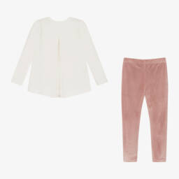 Mayoral-Girls Ivory and Pink Leggings Outfit | Childrensalon Outlet
