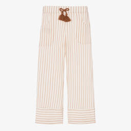 Mayoral-Кремовые брюки в бежевую полоску | Childrensalon Outlet
