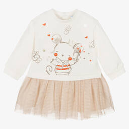 Mayoral-Кремово-бежевое платье с юбкой из тюля для девочек | Childrensalon Outlet