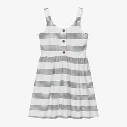 Mayoral-Girls Ivory & Black Stripe Cotton Dress | Childrensalon Outlet