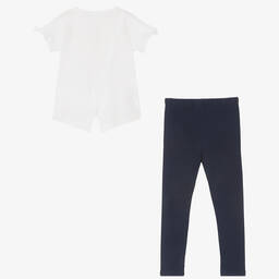 Mayoral-Кремовая футболка и синие легинсы из хлопка | Childrensalon Outlet