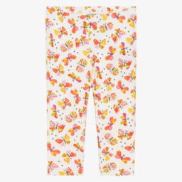 Mayoral-Кремовые хлопковые леггинсы с бабочками для девочек | Childrensalon Outlet