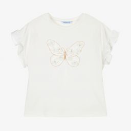 مايورال-تيشيرت قطن جيرسي لون عاجي للبنات | Childrensalon Outlet