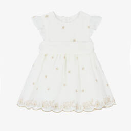 Mayoral Newborn-Girls Ivory Chiffon Embroidered Gown | Childrensalon Outlet