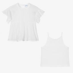 Mayoral-بلوز قطن فوال لون عاجي للبنات | Childrensalon Outlet