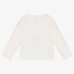 Mayoral-Girls Ivory Cotton Cat Print Top | Childrensalon Outlet