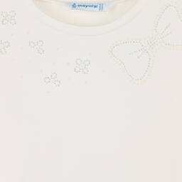 Mayoral-Кремовый хлопковый топ со стразами | Childrensalon Outlet