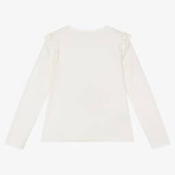 Mayoral-Кремовый хлопковый топ со стразами | Childrensalon Outlet