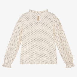 مايورال-توب قطن منقط لون عاجي للبنات | Childrensalon Outlet