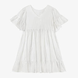 مايورال-فستان قطن مطرز لون عاجي | Childrensalon Outlet