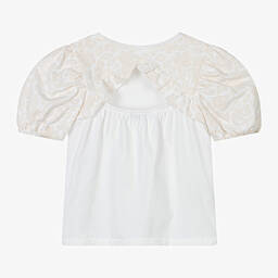 مايورال-تيشيرت قطن جيرسي لون عاجي بطبعة ورود للبنات | Childrensalon Outlet