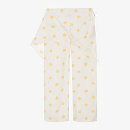 Mayoral-بنطلون قطن لون عاجي بطبعة ورود للبنات | Childrensalon Outlet