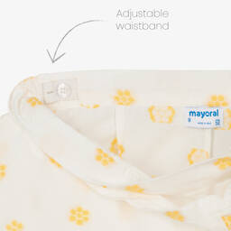 Mayoral-بنطلون قطن لون عاجي بطبعة ورود للبنات | Childrensalon Outlet