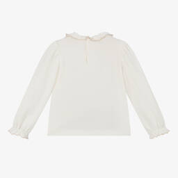 Mayoral-Girls Ivory Cotton Flower Top | Childrensalon Outlet
