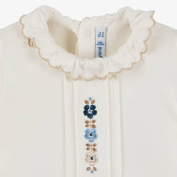 Mayoral-Girls Ivory Cotton Flower Top | Childrensalon Outlet