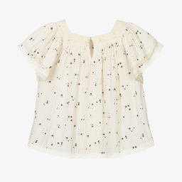 Mayoral-Кремовая хлопковая блузка с кружевом для девочек | Childrensalon Outlet