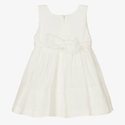 Mayoral-Кремовое хлопковое платье с кружевной отделкой | Childrensalon Outlet