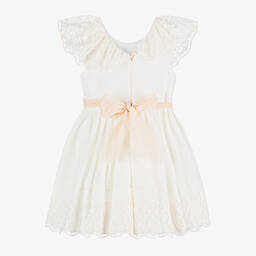 Mayoral-Girls Ivory Cotton & Lace Dress | Childrensalon Outlet