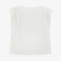 Mayoral-Girls Ivory Cotton Studded T-Shirt | Childrensalon Outlet