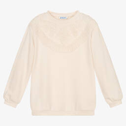 Mayoral-Кремовый хлопковый свитшот для девочек | Childrensalon Outlet