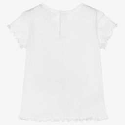 Mayoral-Girls Ivory Cotton T-Shirt | Childrensalon Outlet