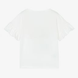 Mayoral-Girls Ivory Cotton T-Shirt | Childrensalon Outlet