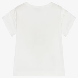 Mayoral-Girls Ivory Cotton T-Shirt | Childrensalon Outlet